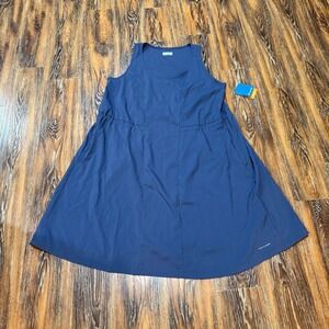 NEW Columbia On The Go Dress Women's 1X Navy Blue Omni-Shield XL AW0705-466 XXL